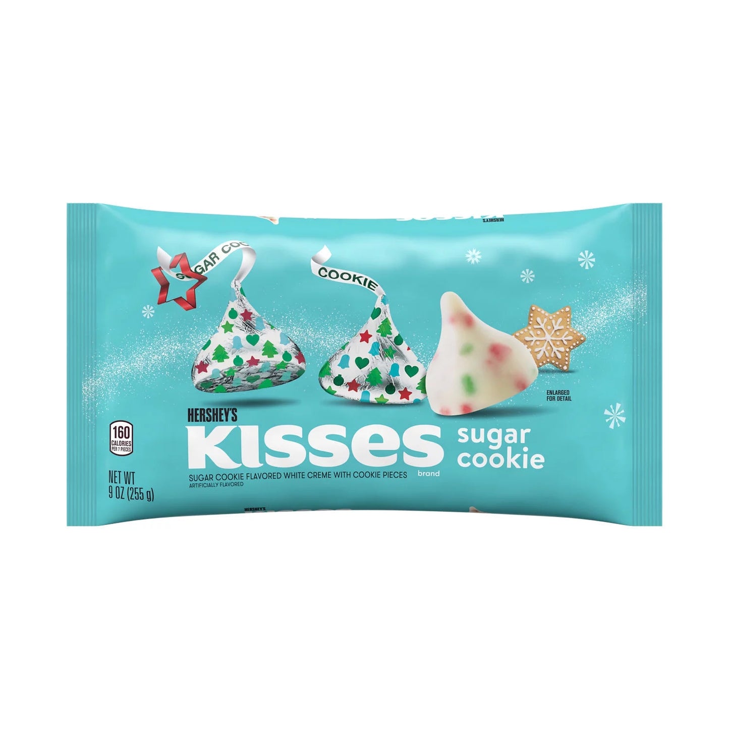 Kisses Sugar Cookie Flavored White Creme Christmas Candy, Bag 9 Oz