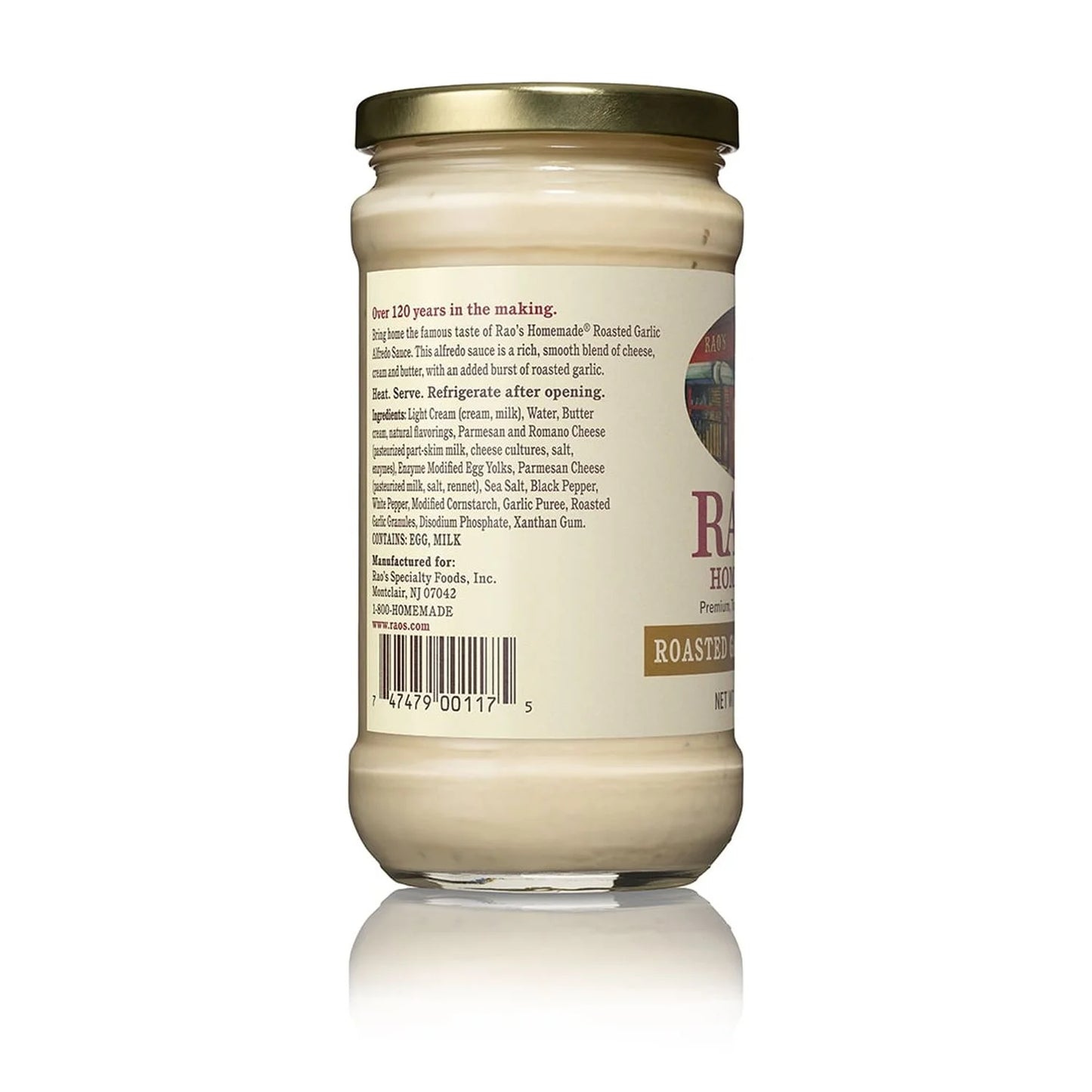 Roasted Garlic Alfredo Sauce, Pasta Sauce with Parmesan and Romano Cheese, 15 Oz