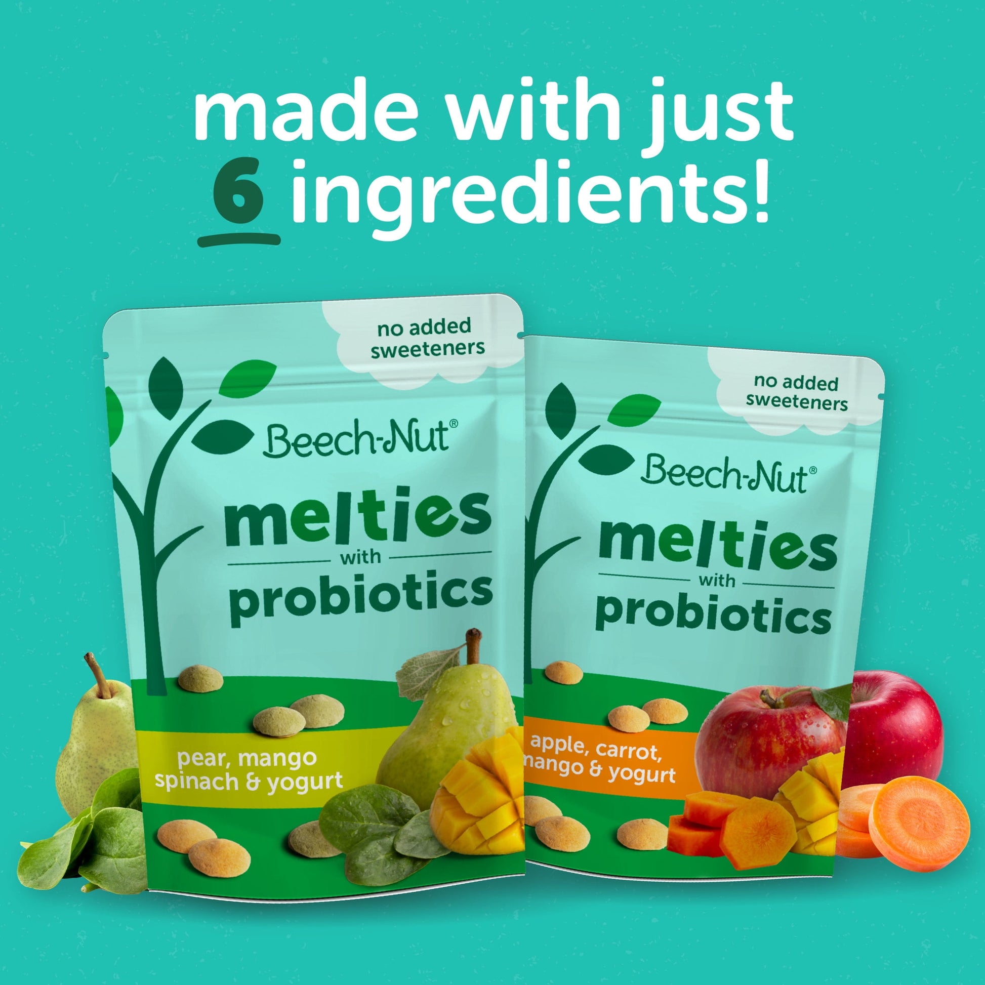 Probiotic Melties Apple Carrot Mango Yogurt Melts Baby & Toddler Snack, 1Oz Bag