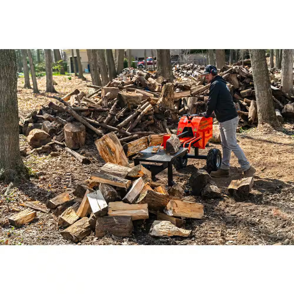 40-Ton 7 HP 208Cc Certified Commercial Horizontal Kinetic Log Splitter with Kohler Engine & 1-Sec Cycle Time