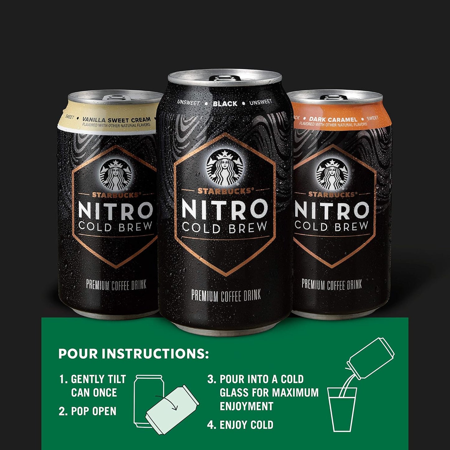 Nitro Cold Brew, Dark Caramel, 9.6 Fl Oz Can (8 Pack)