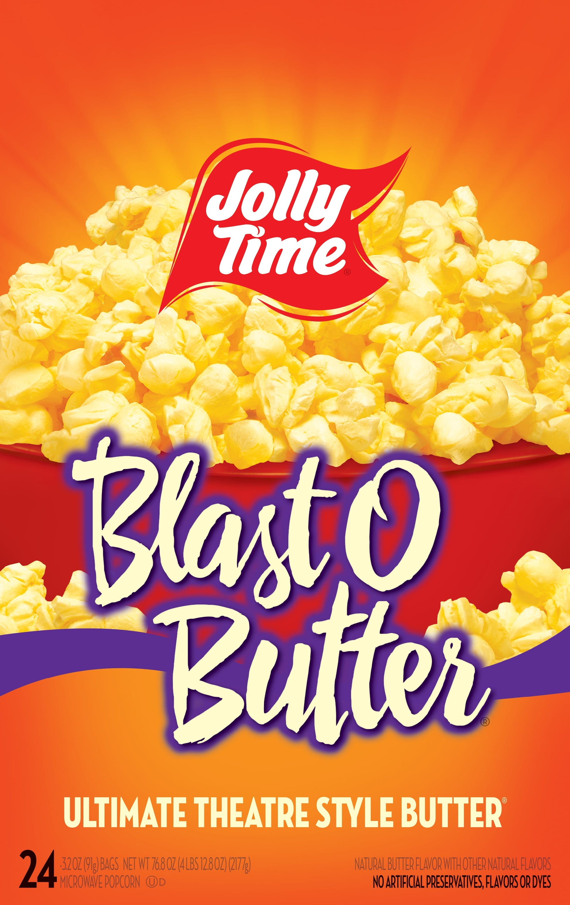 Blast O Butter Microwave Popcorn, 24 Ct (3.2 Oz. Bags) Gluten-Free