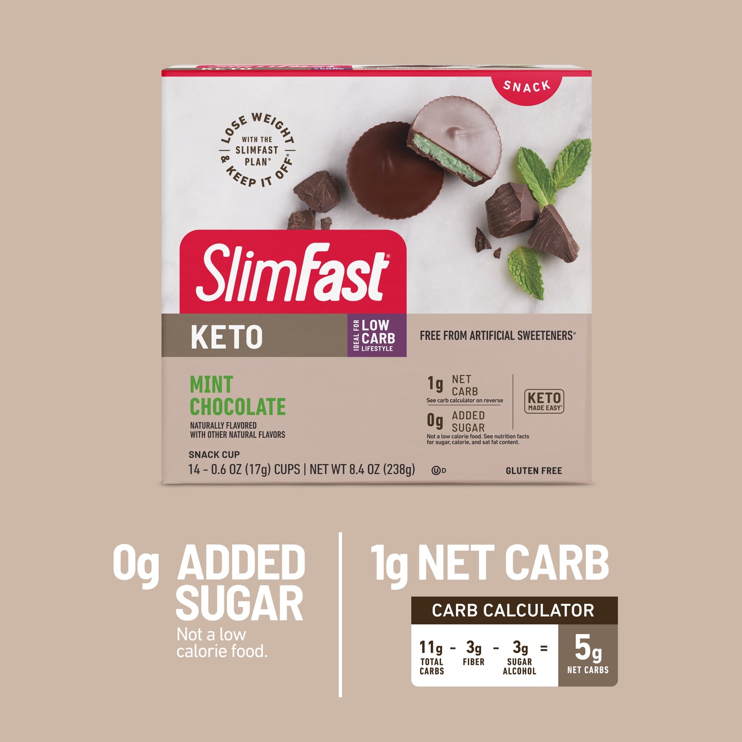 Keto Snack Cup, Mint Chocolate, 14 Count