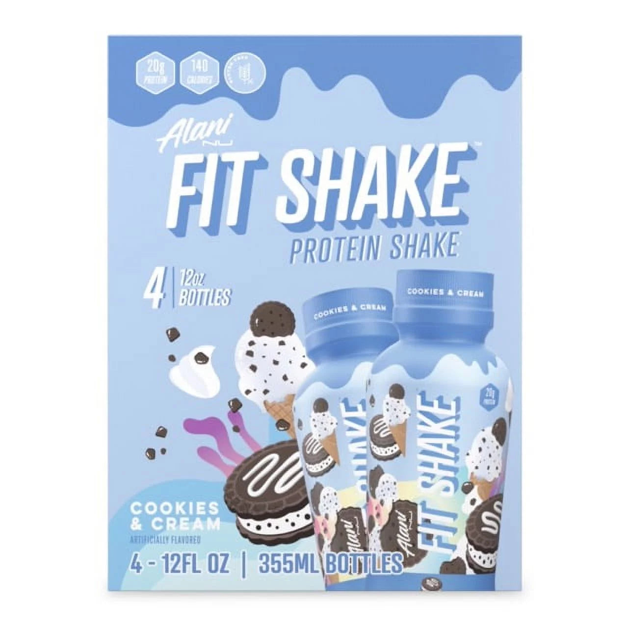 , Fit Shake, Protein Shake, Cookies and Cream, 20 Grams, 12Oz,  Pk