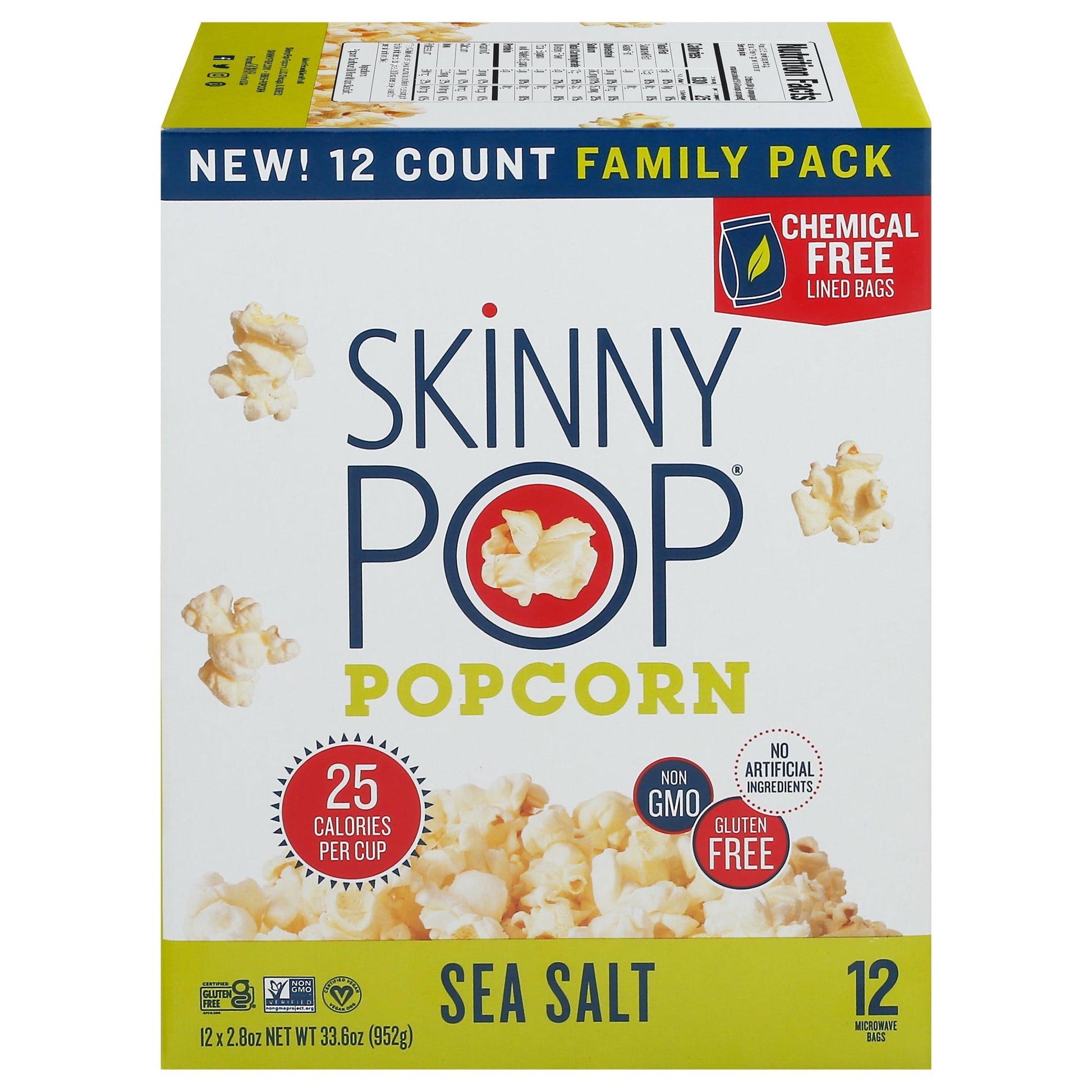 Gluten-Free Sea Salt Microwave Popcorn, 2.8 Oz, 12 Count