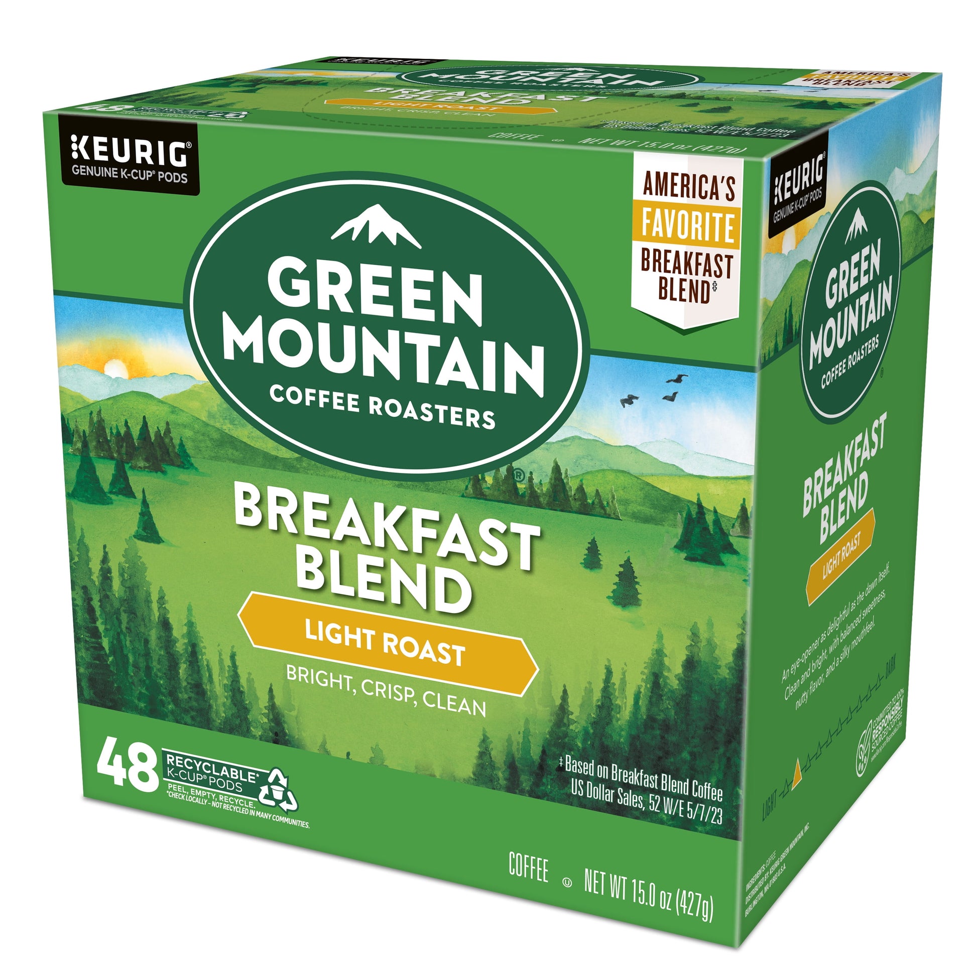 (4 Pack) , Breakfast Blend Light Roast K-Cup Coffee Pods, 48 Count