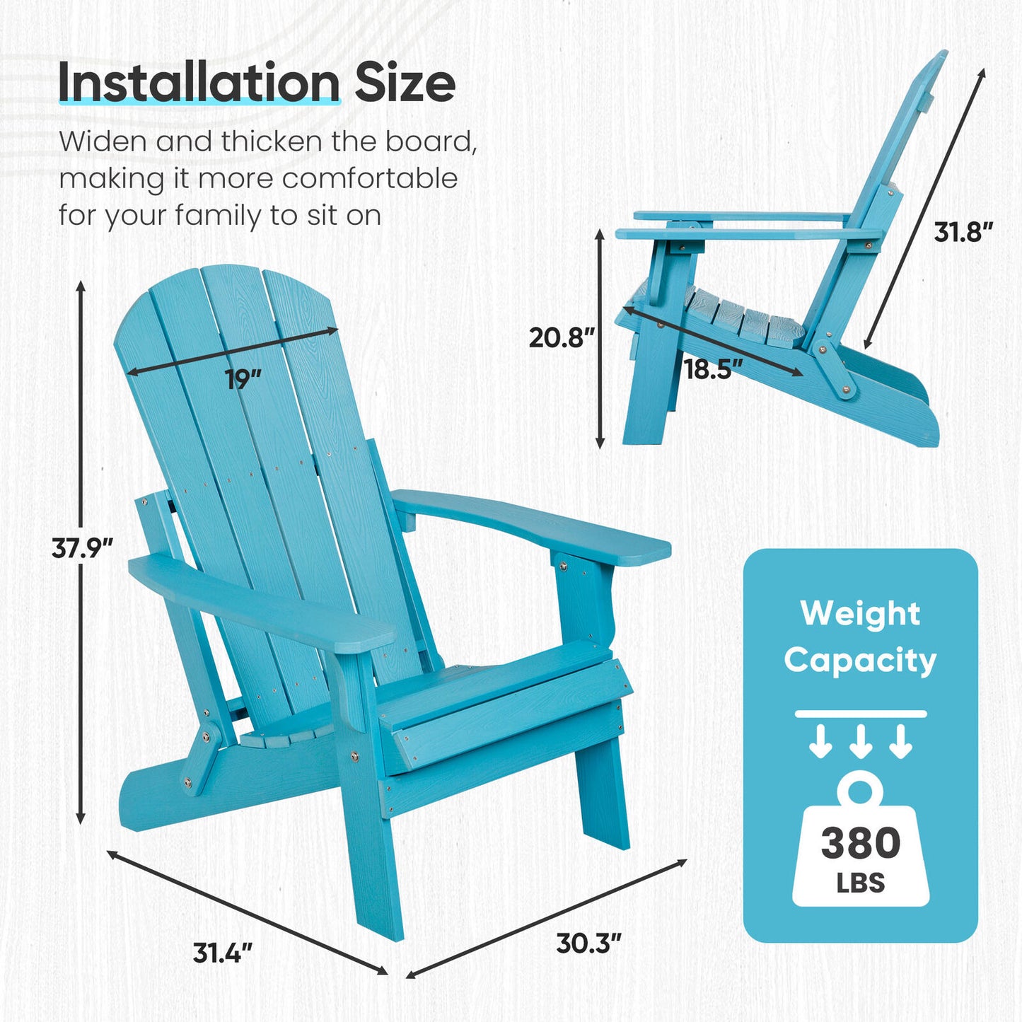 HDPS Folding Poly Lumber Adirondack Chair Patio Outdoor All Weather Resistant