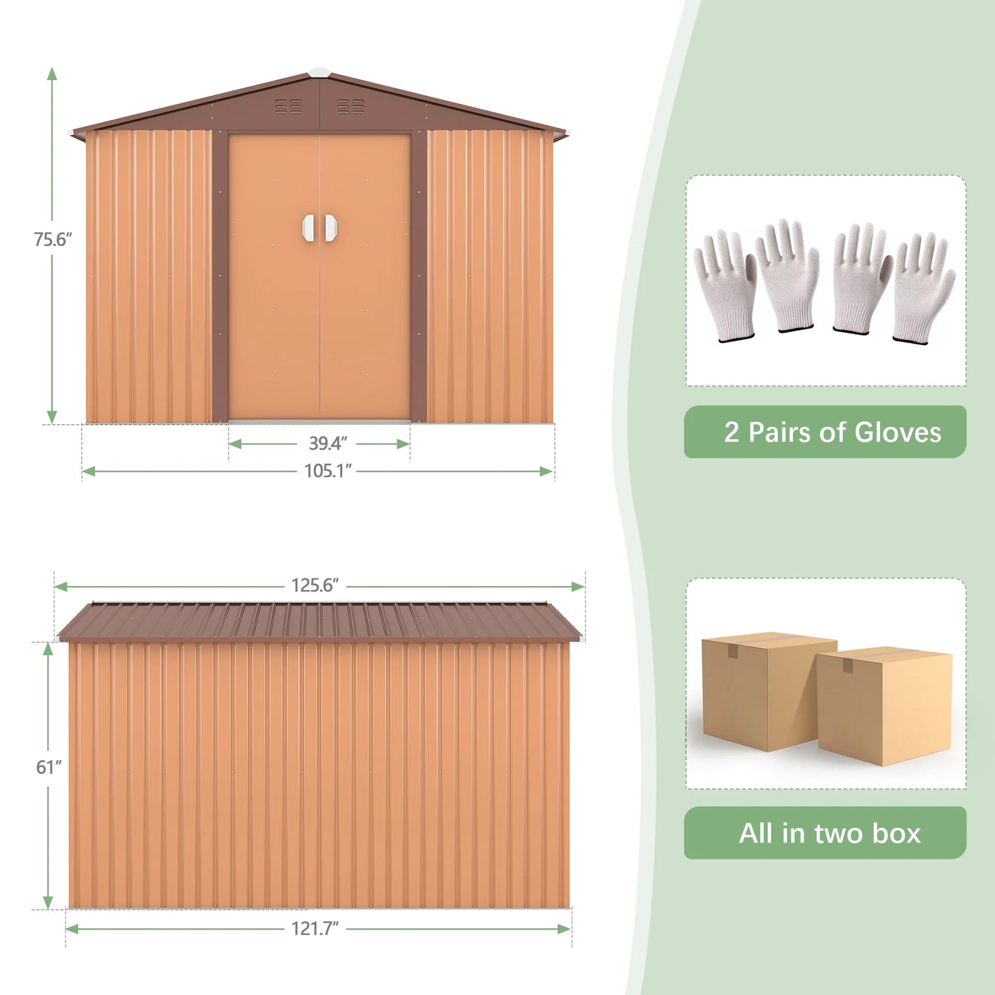 9.1 X 10.5 Ft. Outdoor Metal Storage Shed, Tool House with Lockable Sliding Doors, Vent for Garden Backyard Patio Lawn, Brown