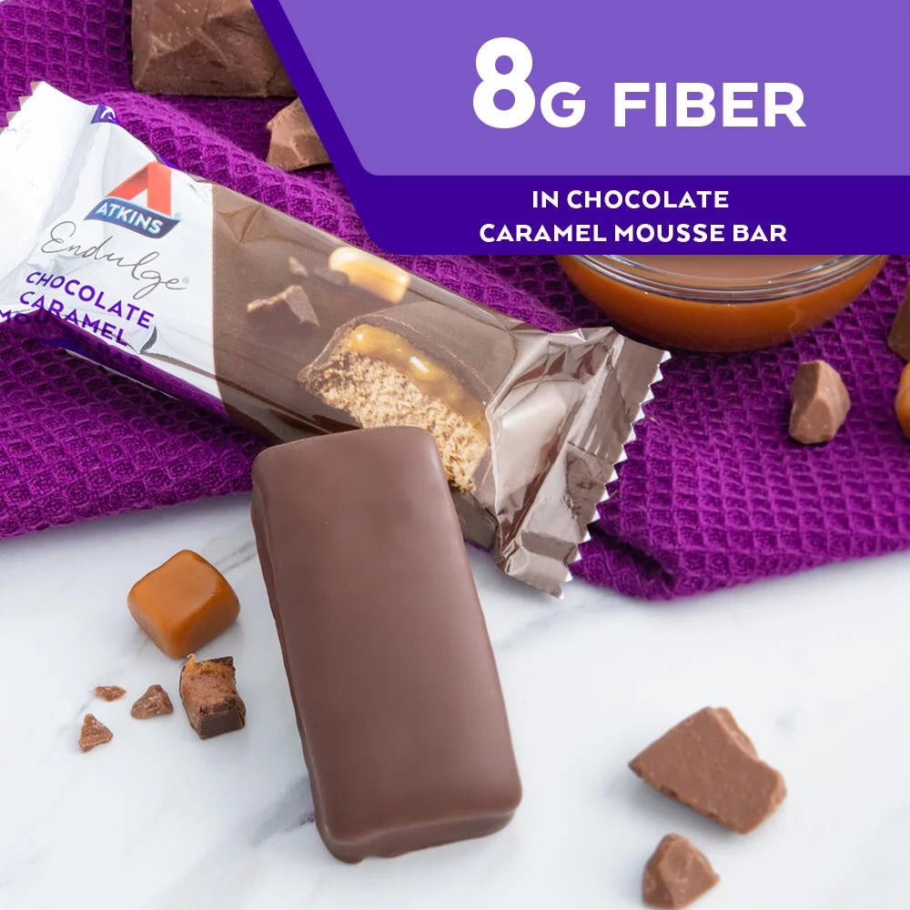 Endulge Chocolate Caramel Mousse Bar, Dessert Favorite, Low Sugar, High in Fiber, 6/5 Packs