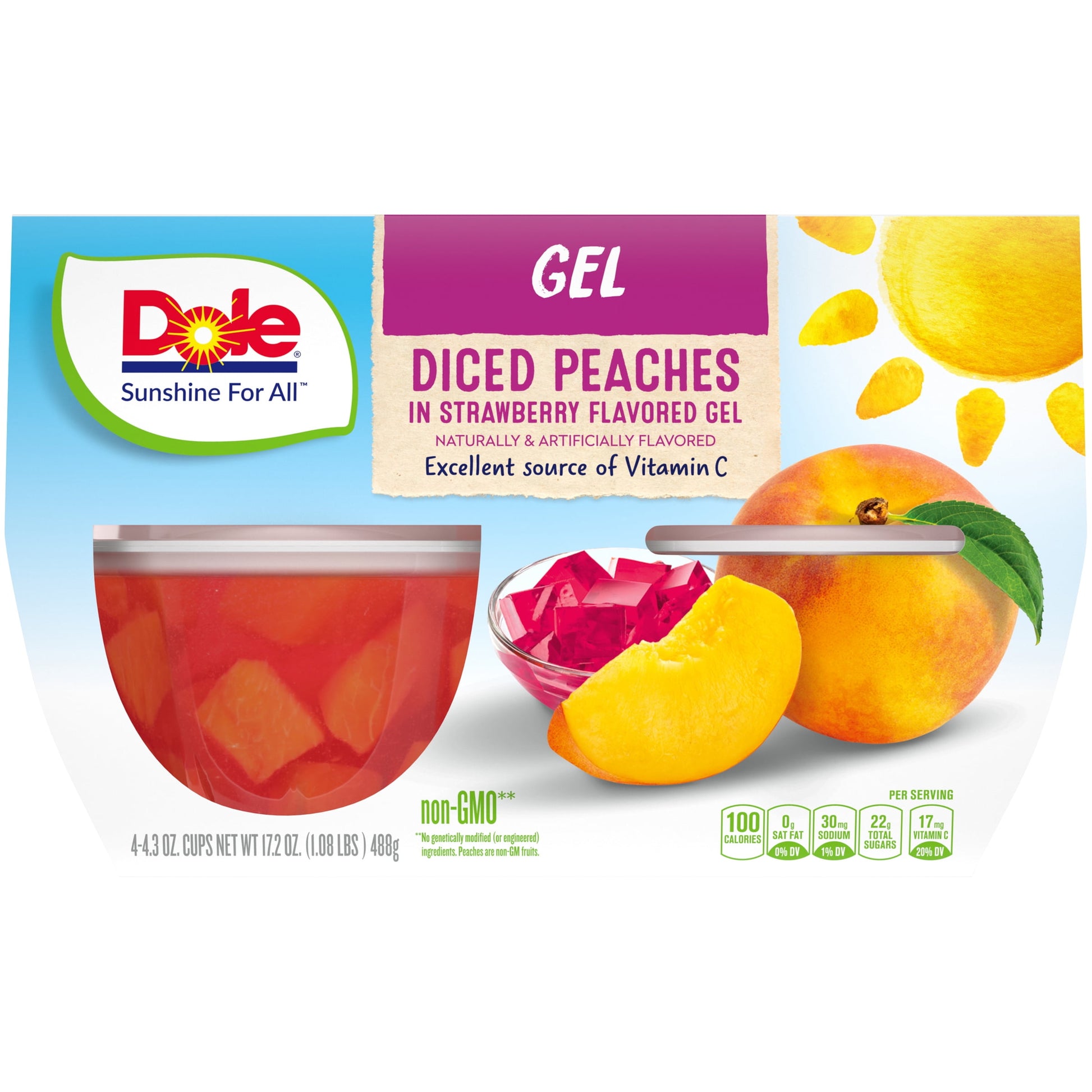 (4 Pack) (4 Pack)  Peaches in Strawberry Gel Flavored, 4 Oz