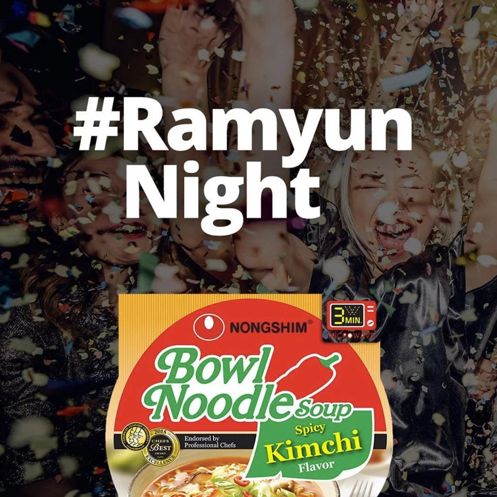 (6 Pack)  Bowl Noodle Spicy Kimchi Ramyun Ramen Noodle Soup Bowl, 3.03Oz X 1 Count