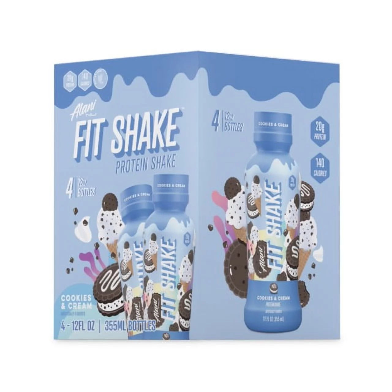 , Fit Shake, Protein Shake, Cookies and Cream, 20 Grams, 12Oz,  Pk