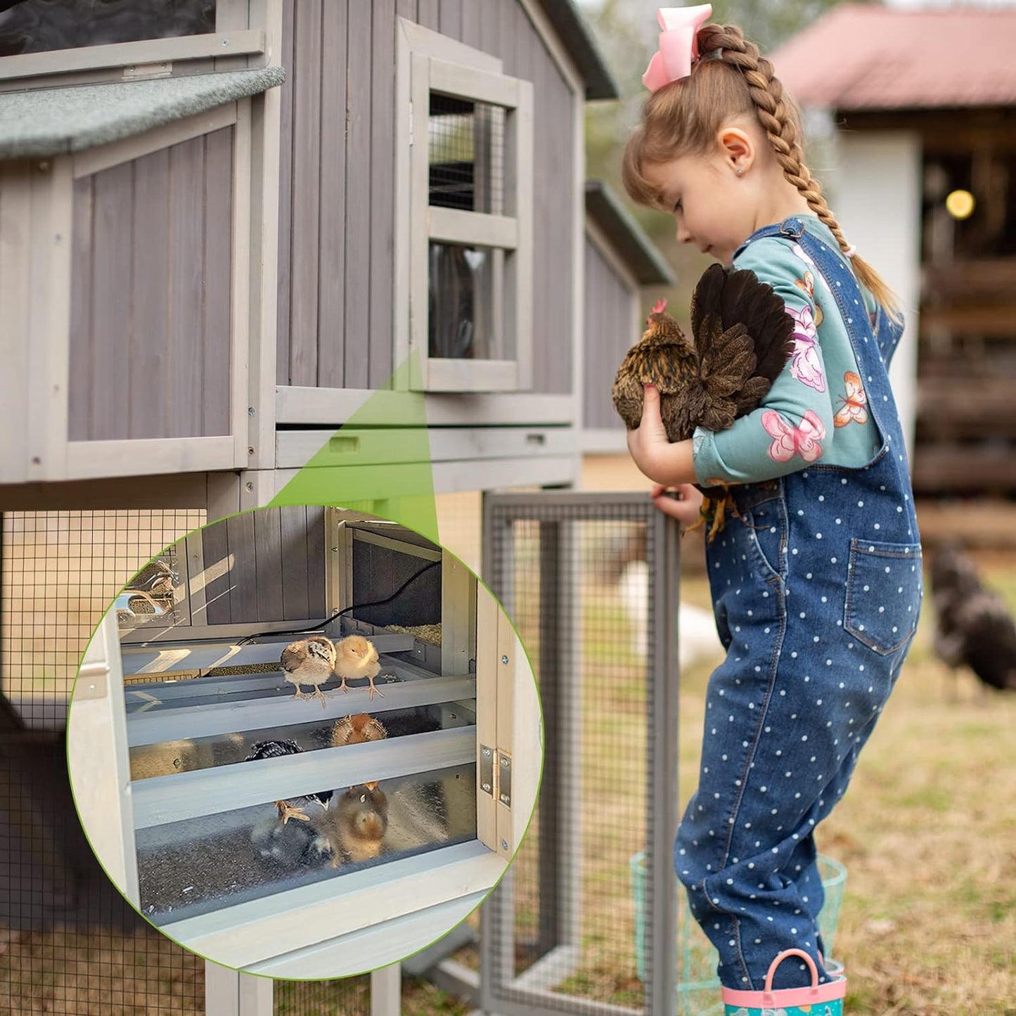 Chicken Coop Foldable Hen House Large Poultry Cage with Nesting Box and Run for 4-6 Chickens 26Ft²-Super Easy to Assemble