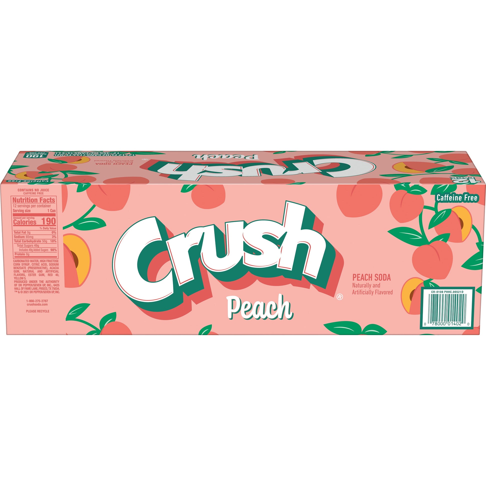 Crush Caffeine Free Peach Soda Pop, 12 Fl Oz, 12 Pack Cans