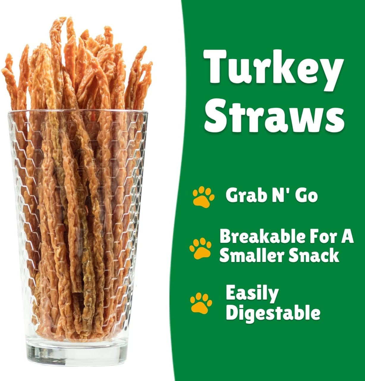 Turkey Jerky Straws – All Natural Turkey Dog Treats, Dog Chews Made with Restaurant Quality Turkey (13 Oz)