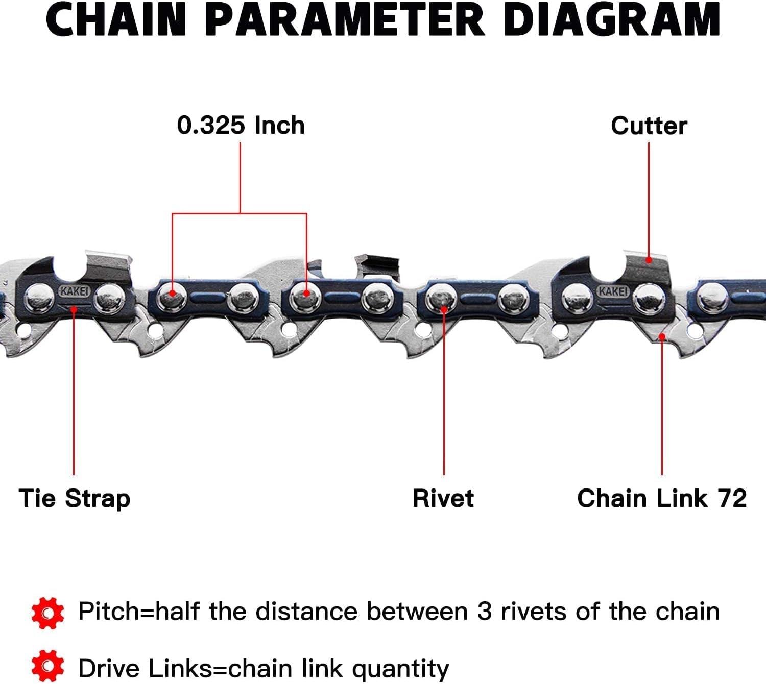 Husqvarna Chainsaw Chain 18 Inch .325" Pitch .050" Gauge, 72 Drive Links Fits Husqvarna 440 445 18" - 591094872, H22-72, H72 (3 Chains)