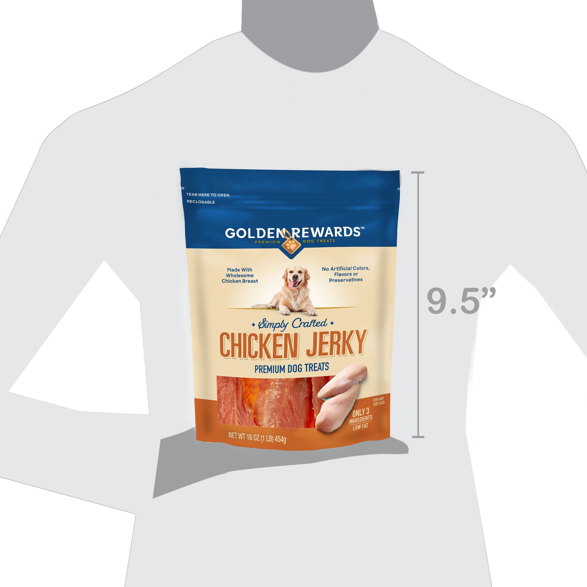 Chicken Flavor Premium Dry Jerky Treats for All Dogs, 16 Oz