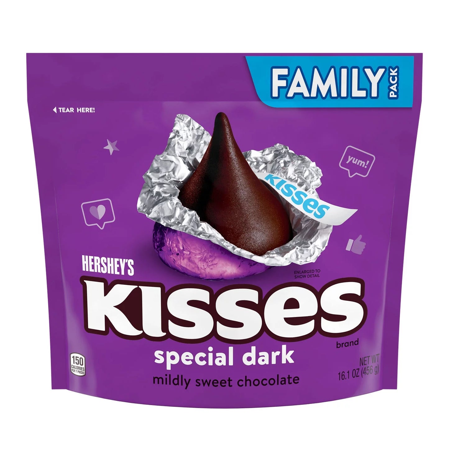 Kisses SPECIAL DARK Mildly Sweet Chocolate Candy, Family Pack 16.1 Oz