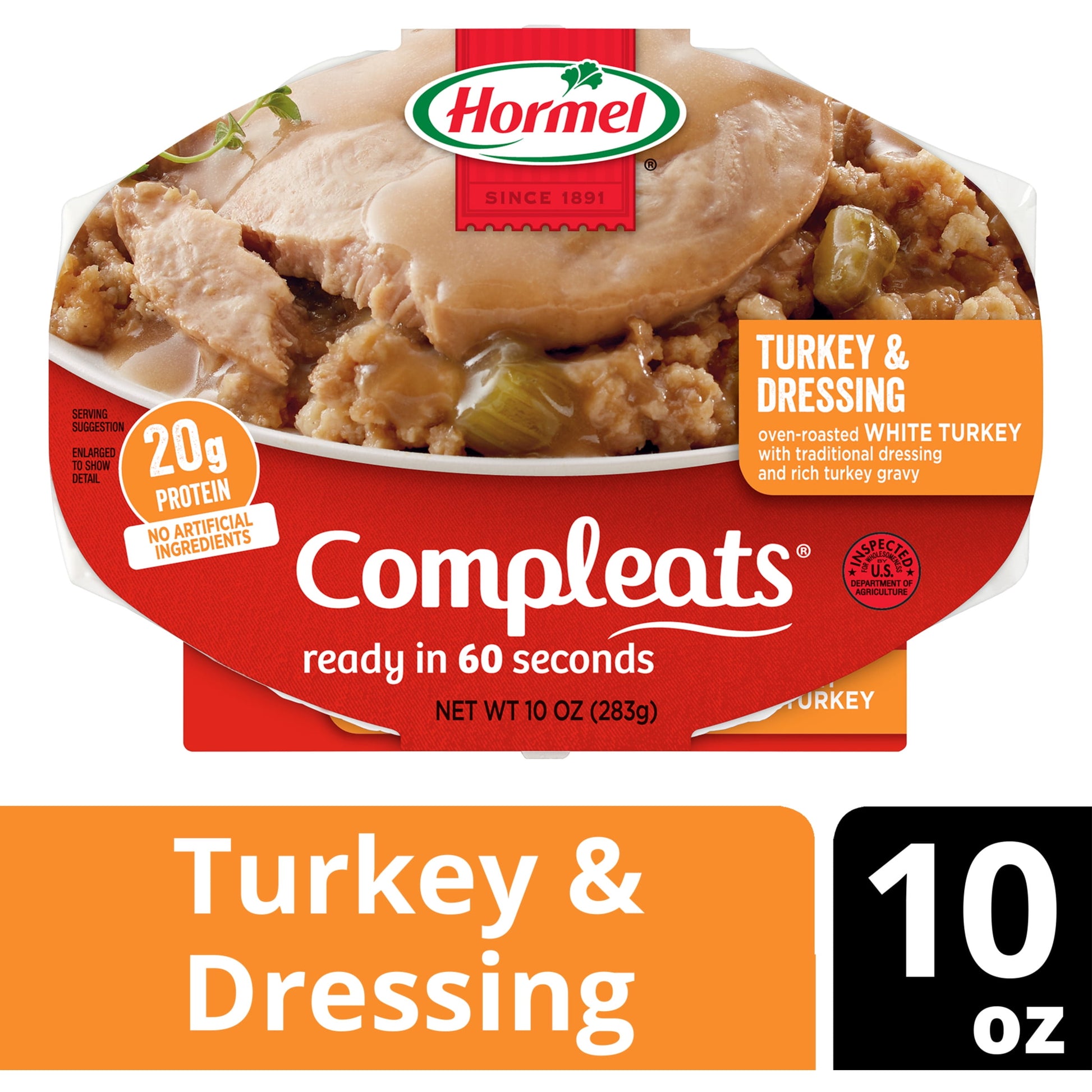 COMPLEATS Turkey & Dressing 6-Pack, Shelf Stable, 10 Oz Plastic Tray (6 Pack)