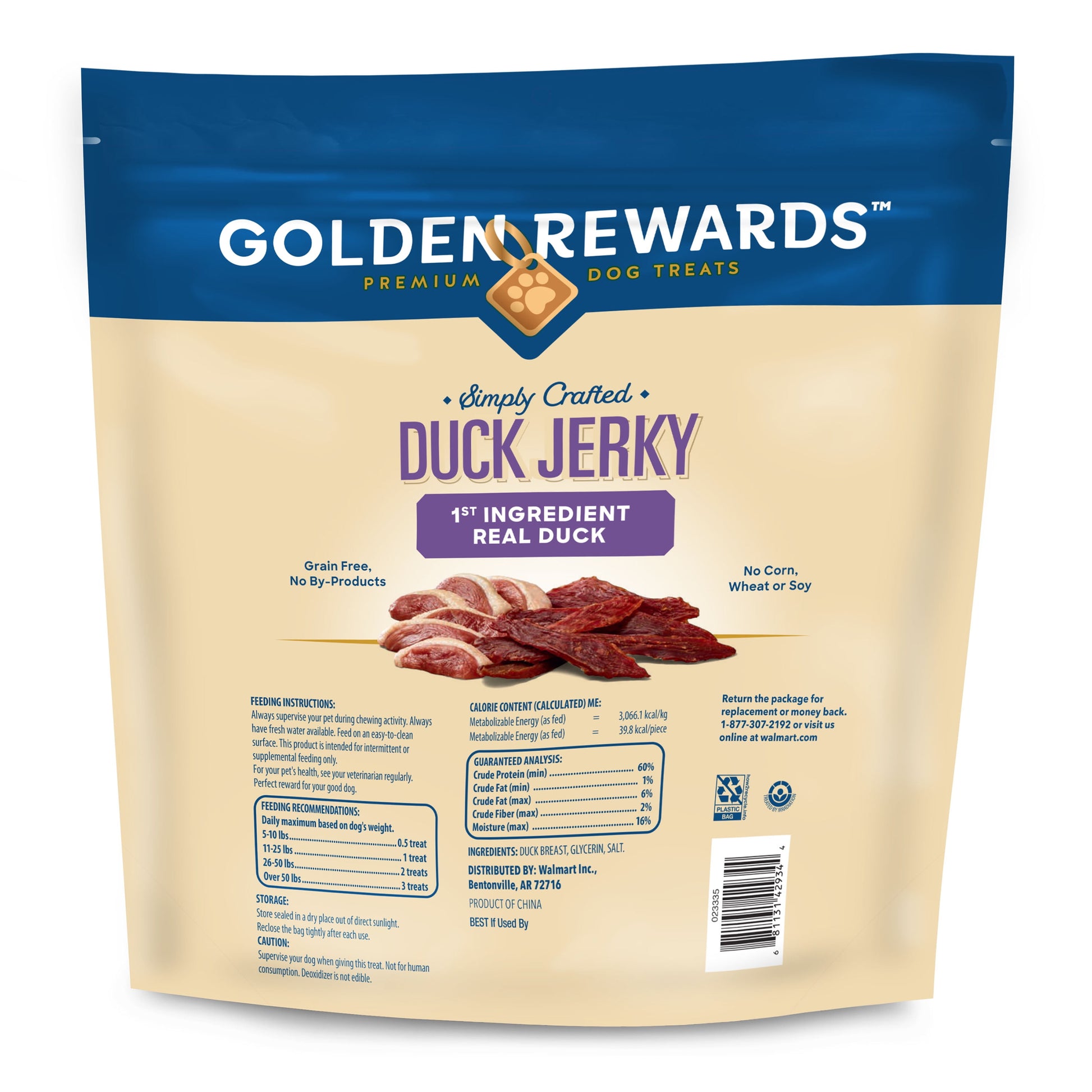 Duck Flavor Premium Dry Jerky Treats for All Dogs, 64 Oz