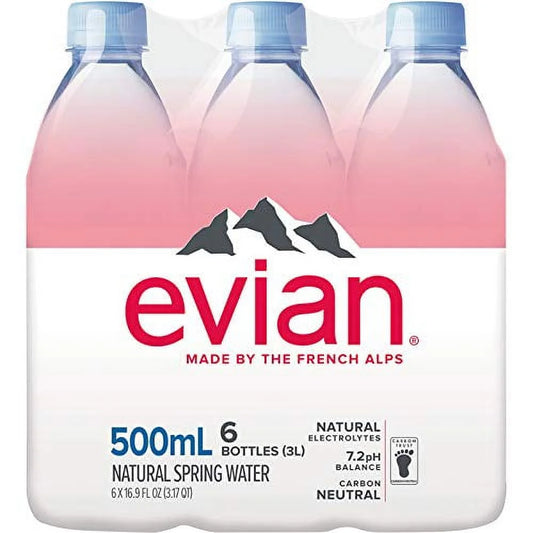 Natural Spring Water 500 Ml/16.9 Fl Oz (Pack of 6), Bottled Naturally Filtered Spring Water in Individual-Sized Bottles