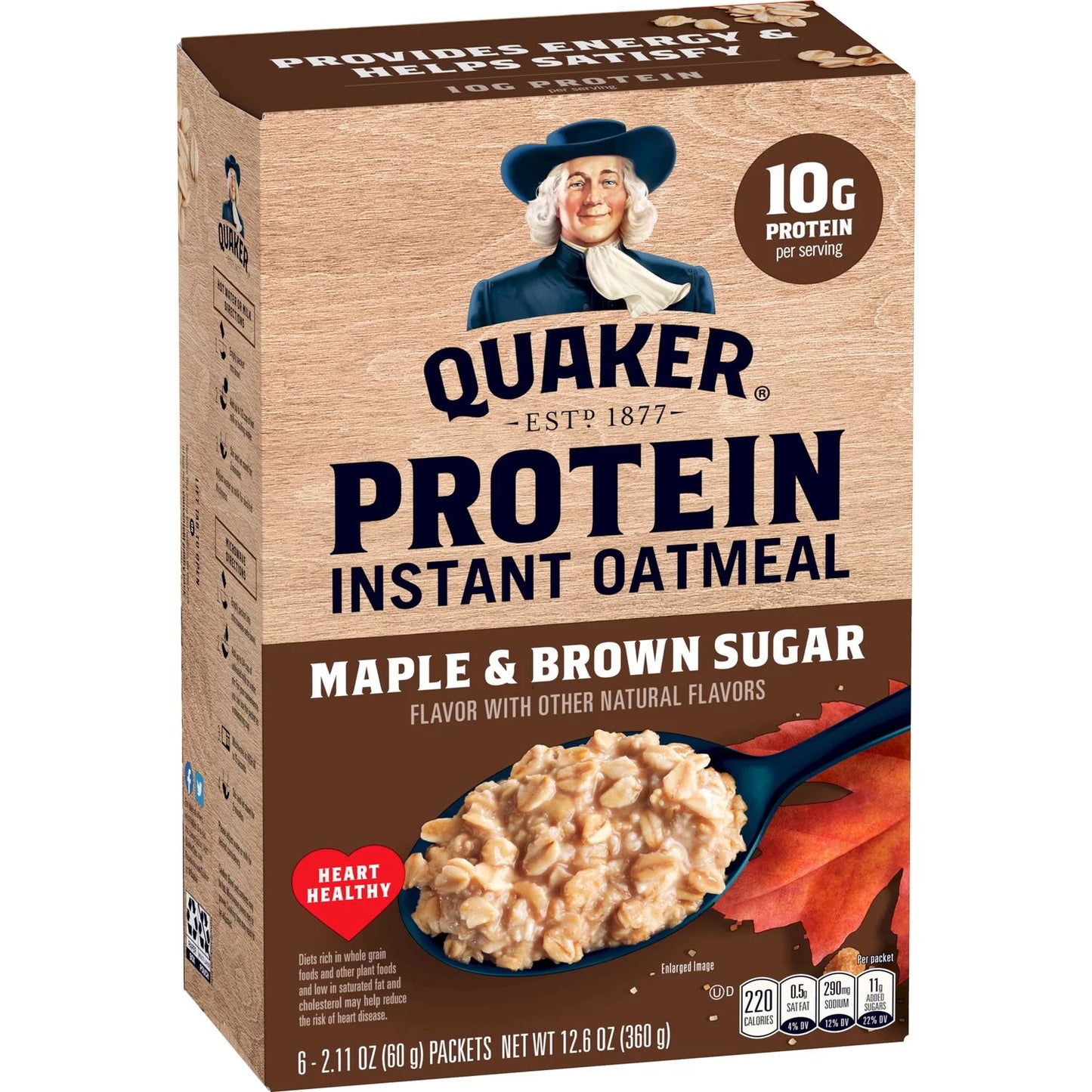 , Protein Instant Oatmeal, Maple & Brown Sugar, 2.11 Oz, 6 Packets