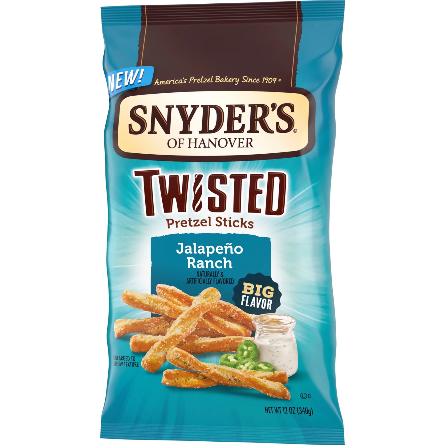 , Jalapeno Ranch Twisted Pretzel Sticks, 12 Oz Bag