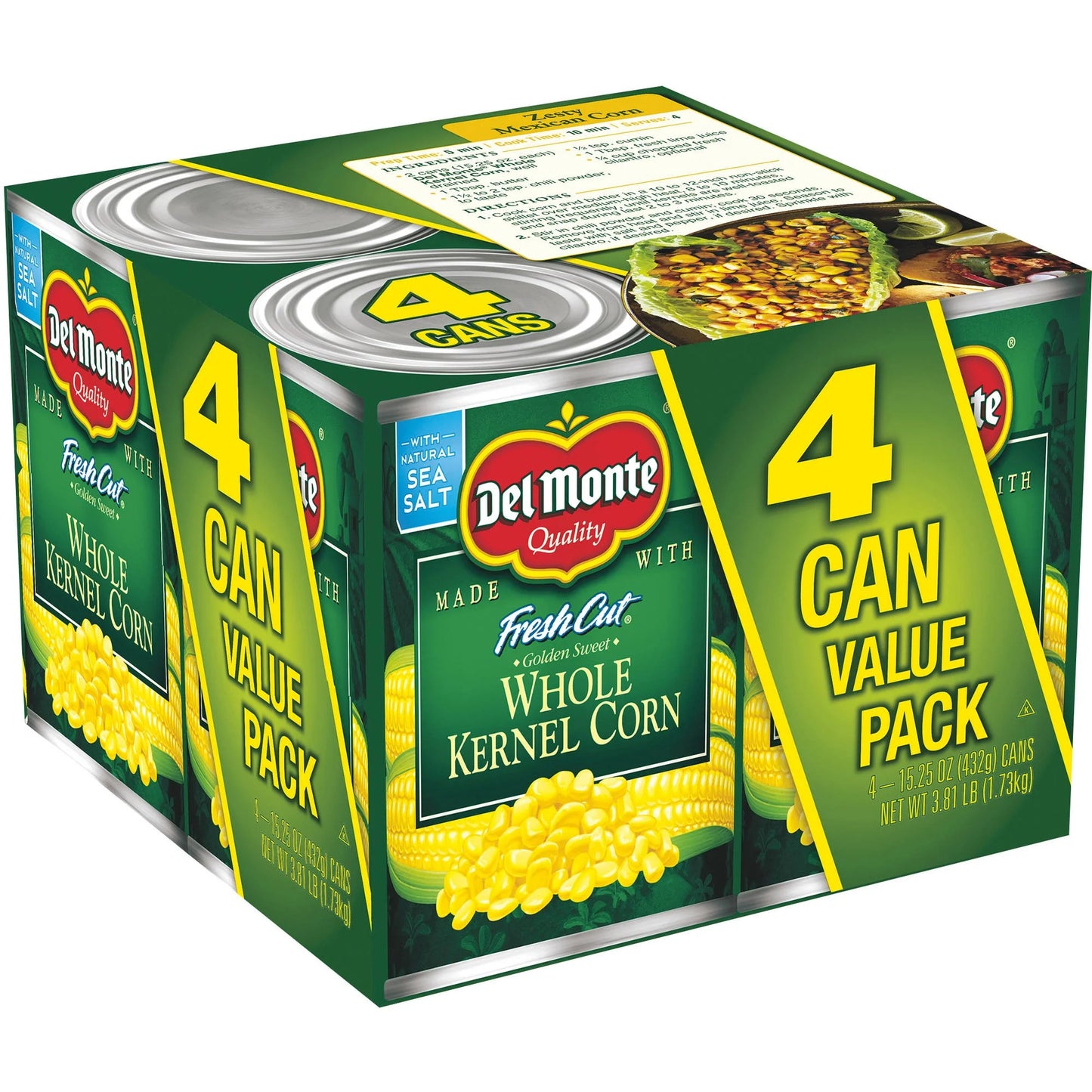 Golden Sweet Whole Kernel Corn, 4-Pack, 15.25 Oz Cans