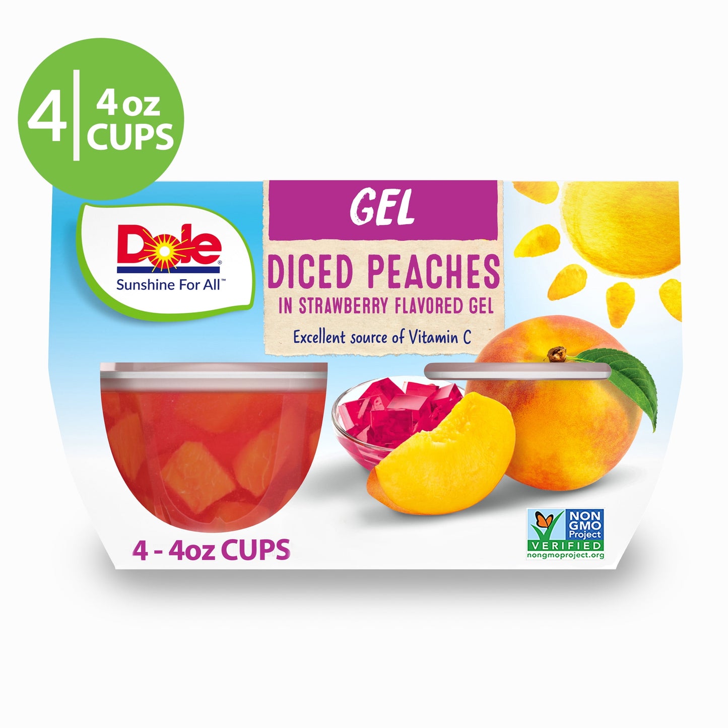 (4 Pack) (4 Pack)  Peaches in Strawberry Gel Flavored, 4 Oz