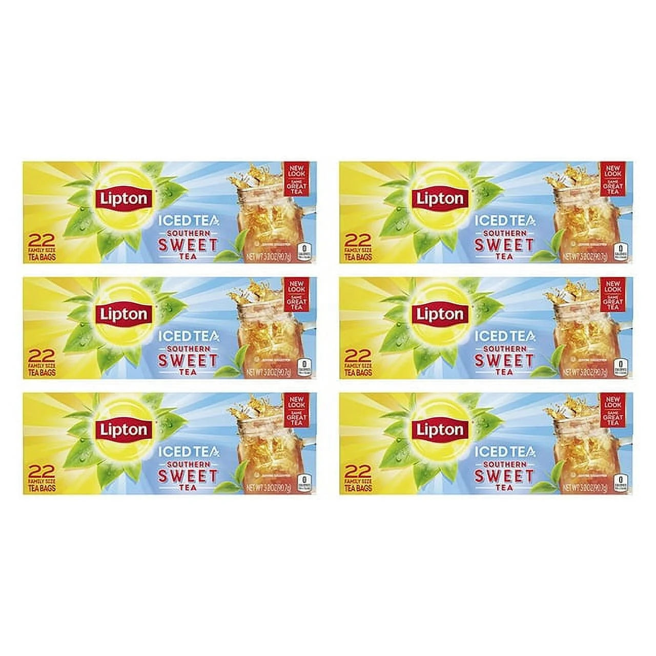 Family-Sized Black Iced Tea Bags, Southern Sweet Tea 22 Ct (Pack of 6)