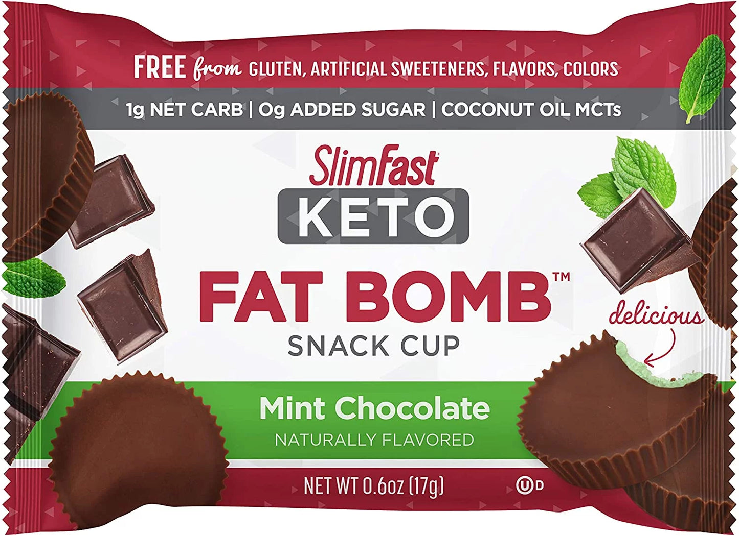 | Low Carb Chocolate Snacks, Keto Friendly, 0G Added Sugar, 3G Fiber | Mint Chocolate Cup, 14-Count Box