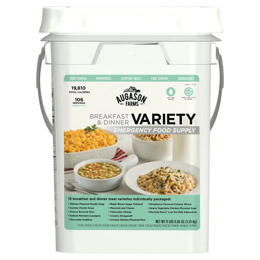 Breakfast and Dinner Variety Pail Emergency Food Supply 13 Varieties 4-Gallon Pail 25 Year Shelf Life