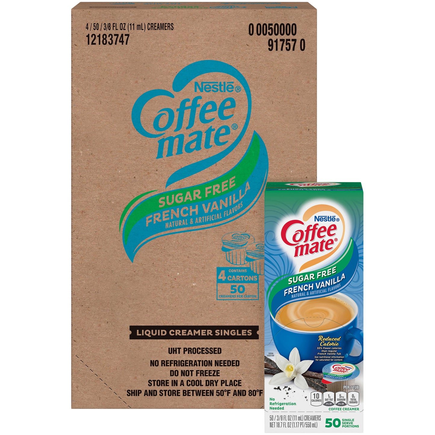 Coffee Mate Sugar Free French Vanilla Liquid Coffee Creamer Singles, Lactose-Free, 0.375 Fl Oz, 200 Ct