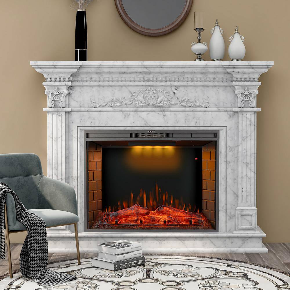 33 In.Led Recessed Fireplace with 3 Top Light Colors and Remote Control, Adjustable Heating and Touch Screen 1500W,Black