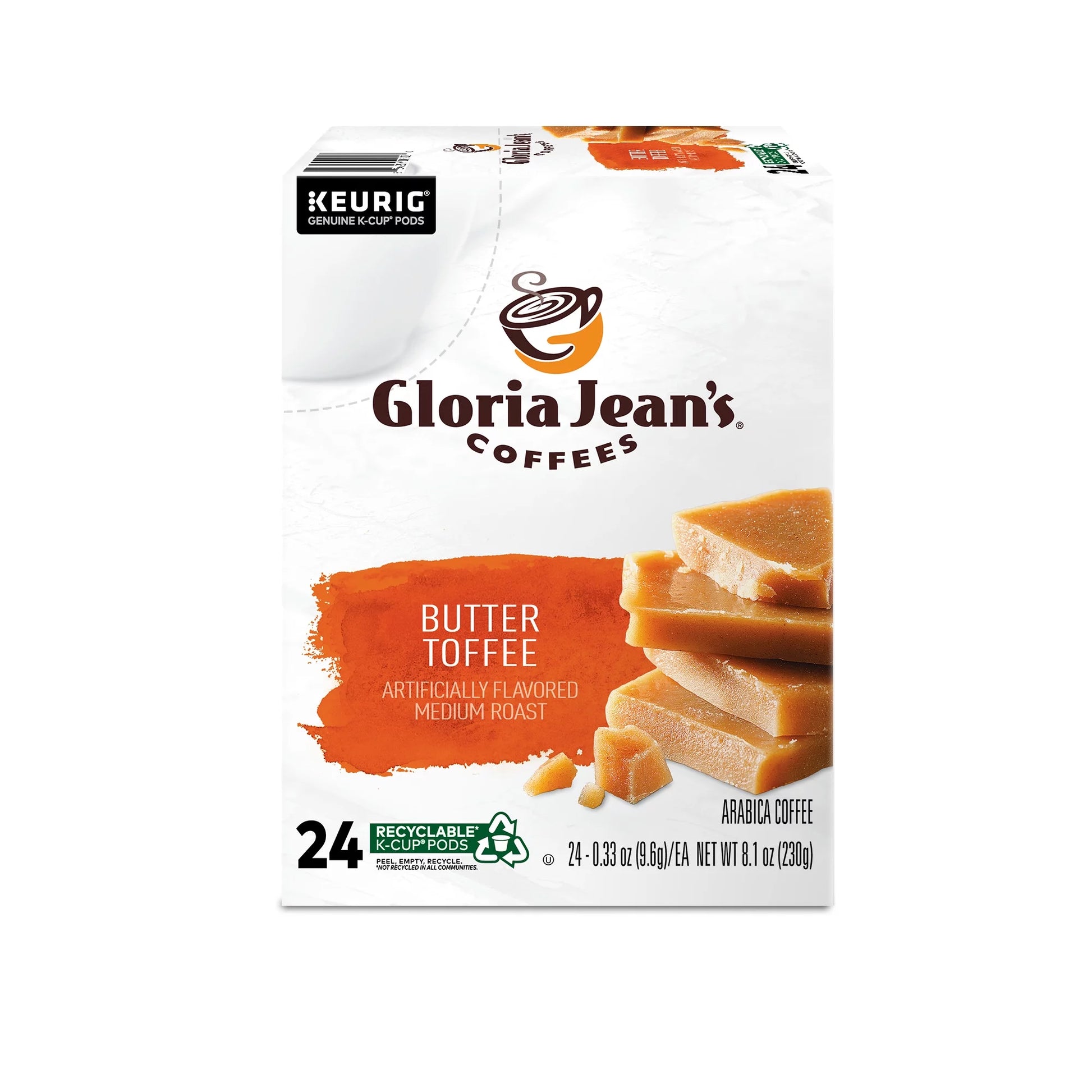 Gloria Jean'S Coffee, Butter Toffee Medium Roast K-Cup Coffee Pods, 24 Count