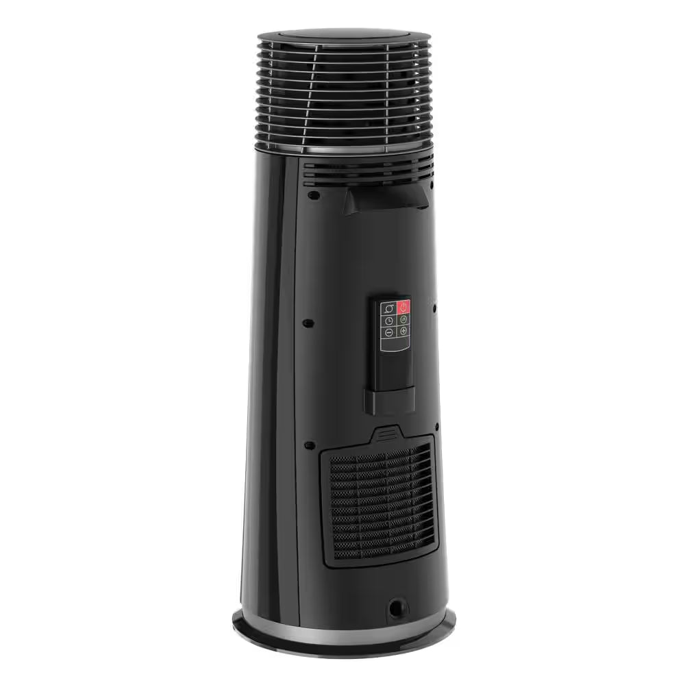 1500-Watt 24 In. Black Electric Tower Ceramic Full Circle Warmth Space Heater with 3-Speeds and Remote Control