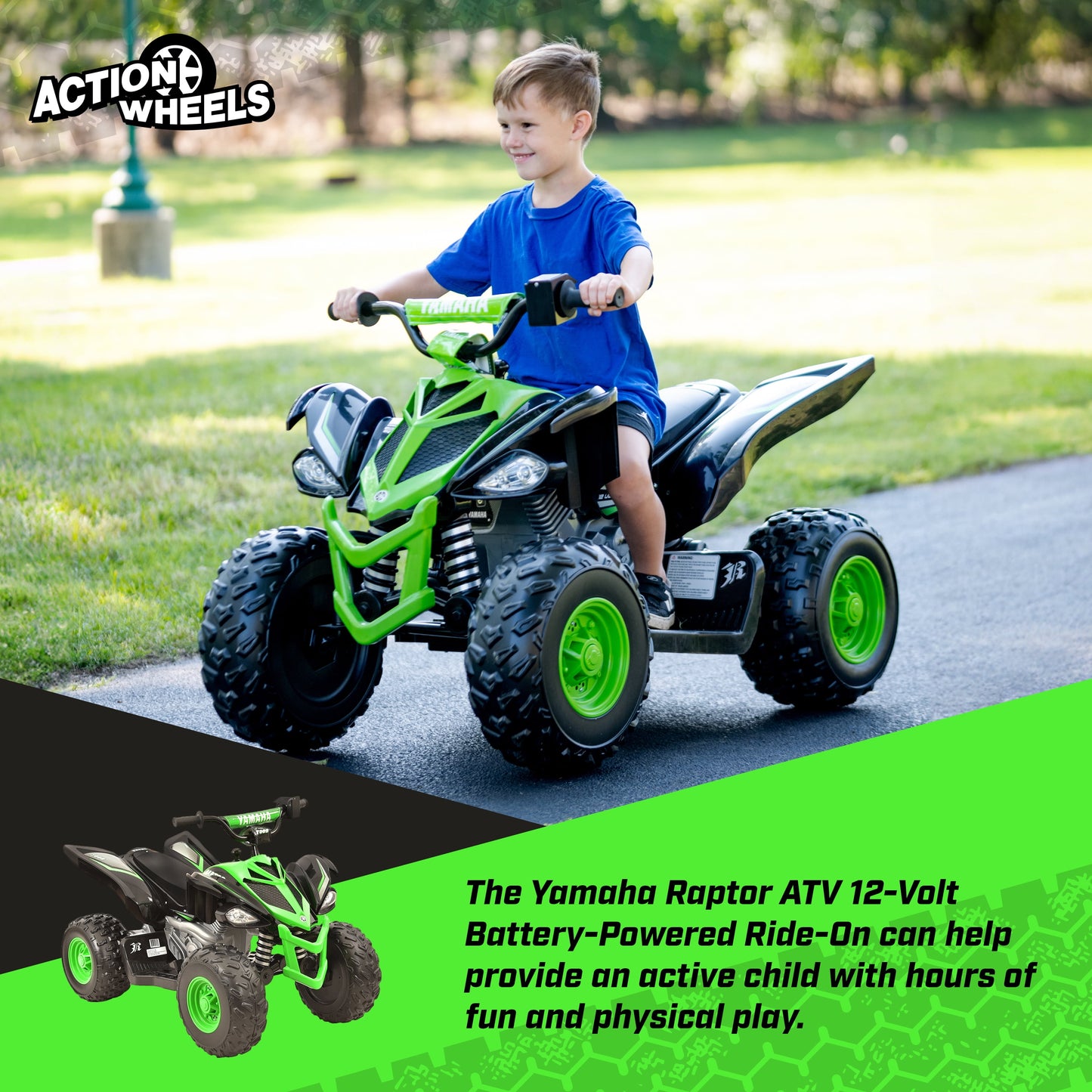 12V Raptor ATV Powered Ride-On for Boys & Girls, Ages 3+, up to 5 MPH