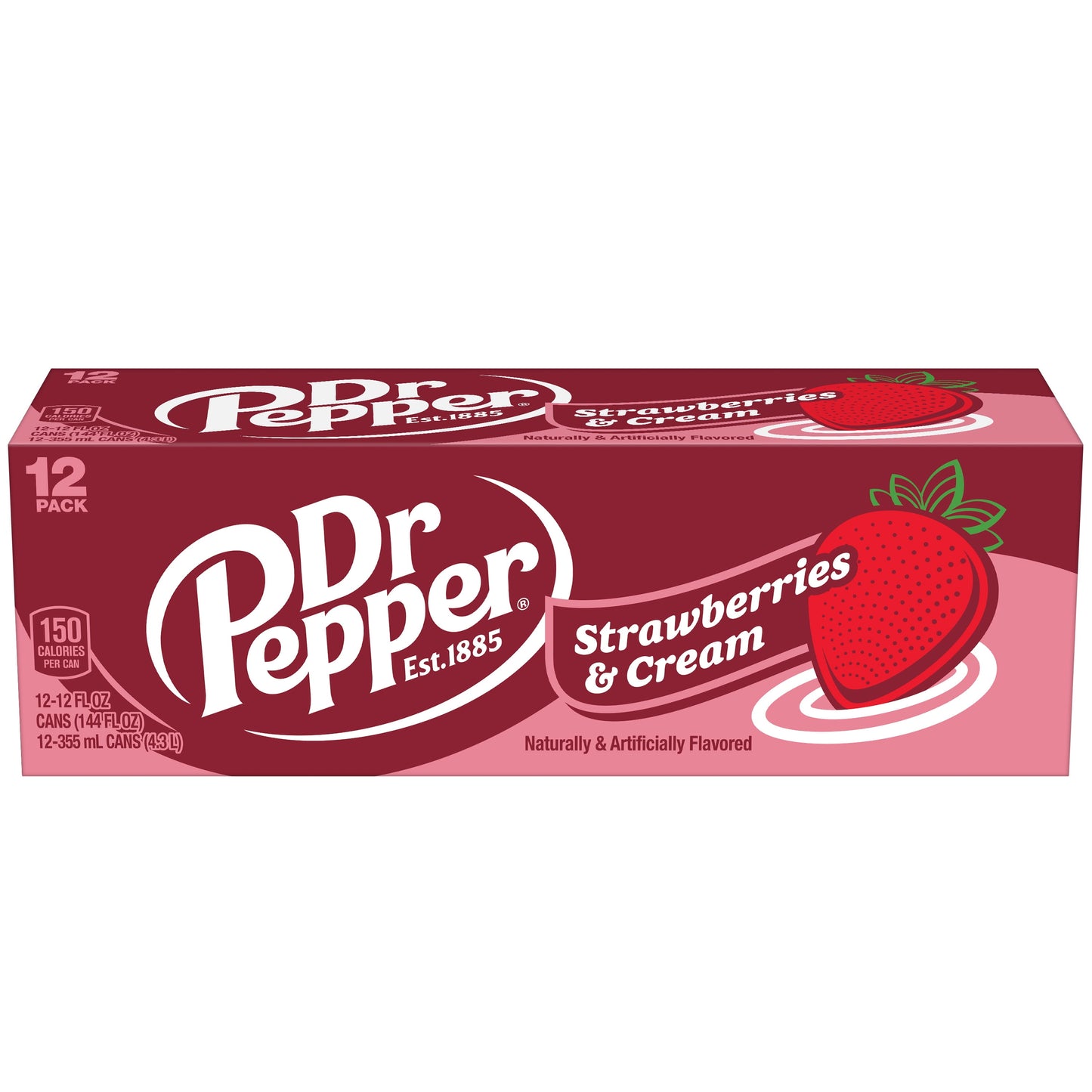 Dr Pepper Strawberries and Cream Soda Pop, 12 Fl Oz, 12 Pack Cans