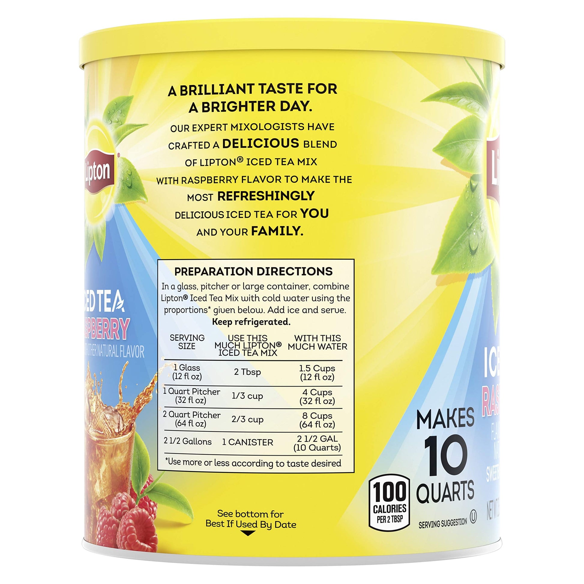 Iced Tea Mix Black Tea, Raspberry, Caffeinated, 10 Quarts