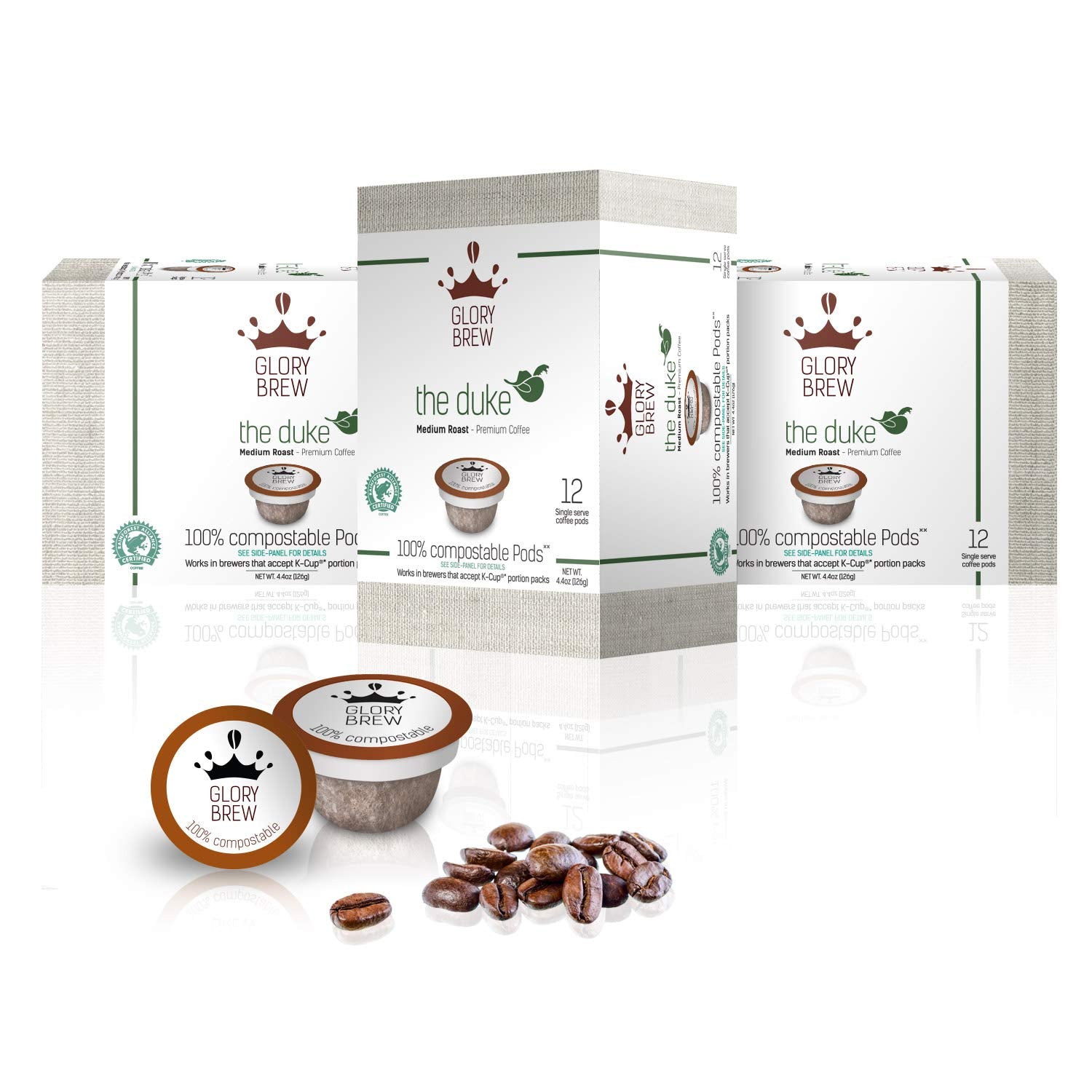 36 Compatible Keurig Coffee Pods I Premium Compostable K Cups Coffee I the Duke I Medium Roast Coffee I Rainforest Alliance Certified