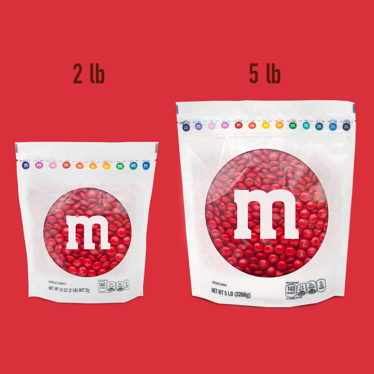 M&M’S Red Milk Chocolate Candy, 2Lbs of  in Resealable Pack for Candy Bars, Birthday Parties, 4Th of July, Christmas, Valentine'S Day, Dessert Tables & DIY Party Favors