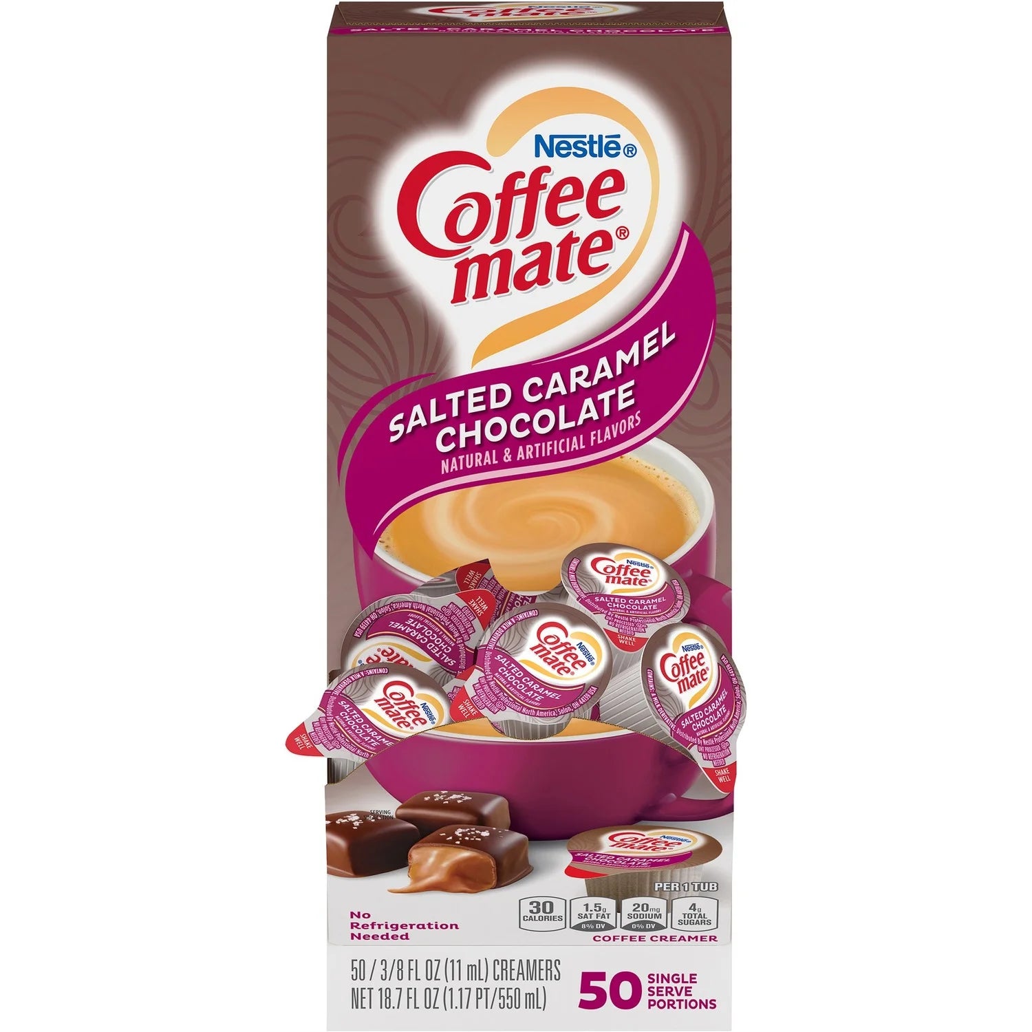 Coffee Mate Salted Caramel Chocolate Non-Dairy Creamer, 0.375 Fl Oz, 50 Count Tubs