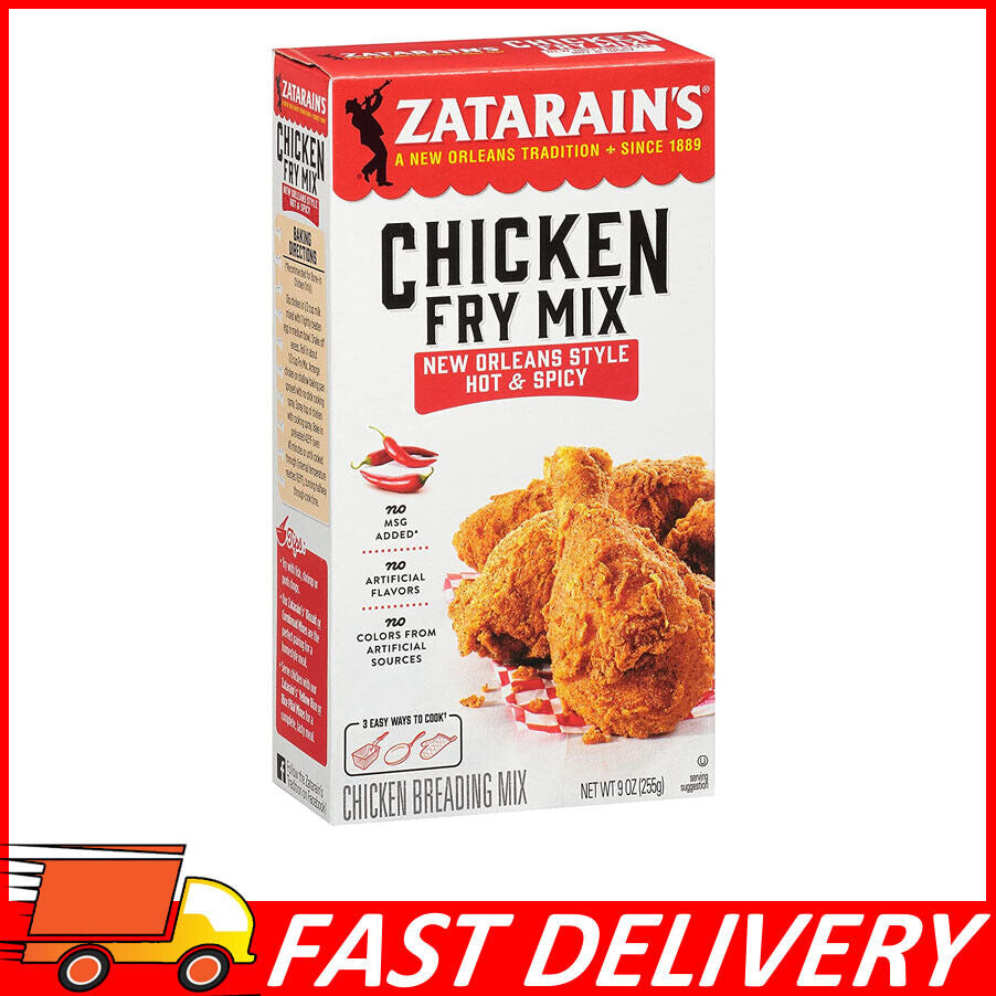 8-Pack Zatarain'S New Orleans Style Hot & Spicy Chicken Fry Mix, No MSG, 9 Oz