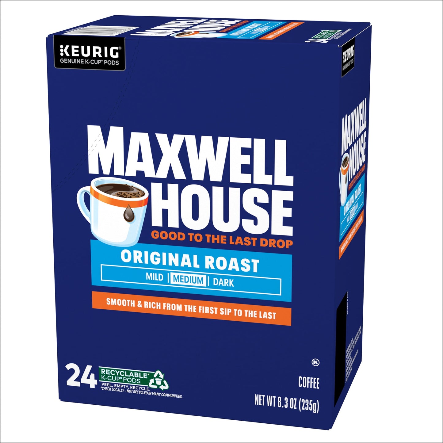 Maxwell House Original Roast Ground Coffee K-Cup Pods, Caffeinated, 24