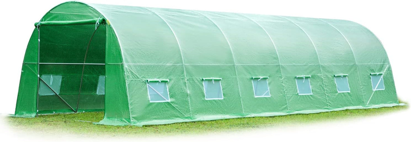 26' X 10' X 6.6' Greenhouse Large Gardening Plant Green House Hot House Portable Walking in Tunnel Tent,Green