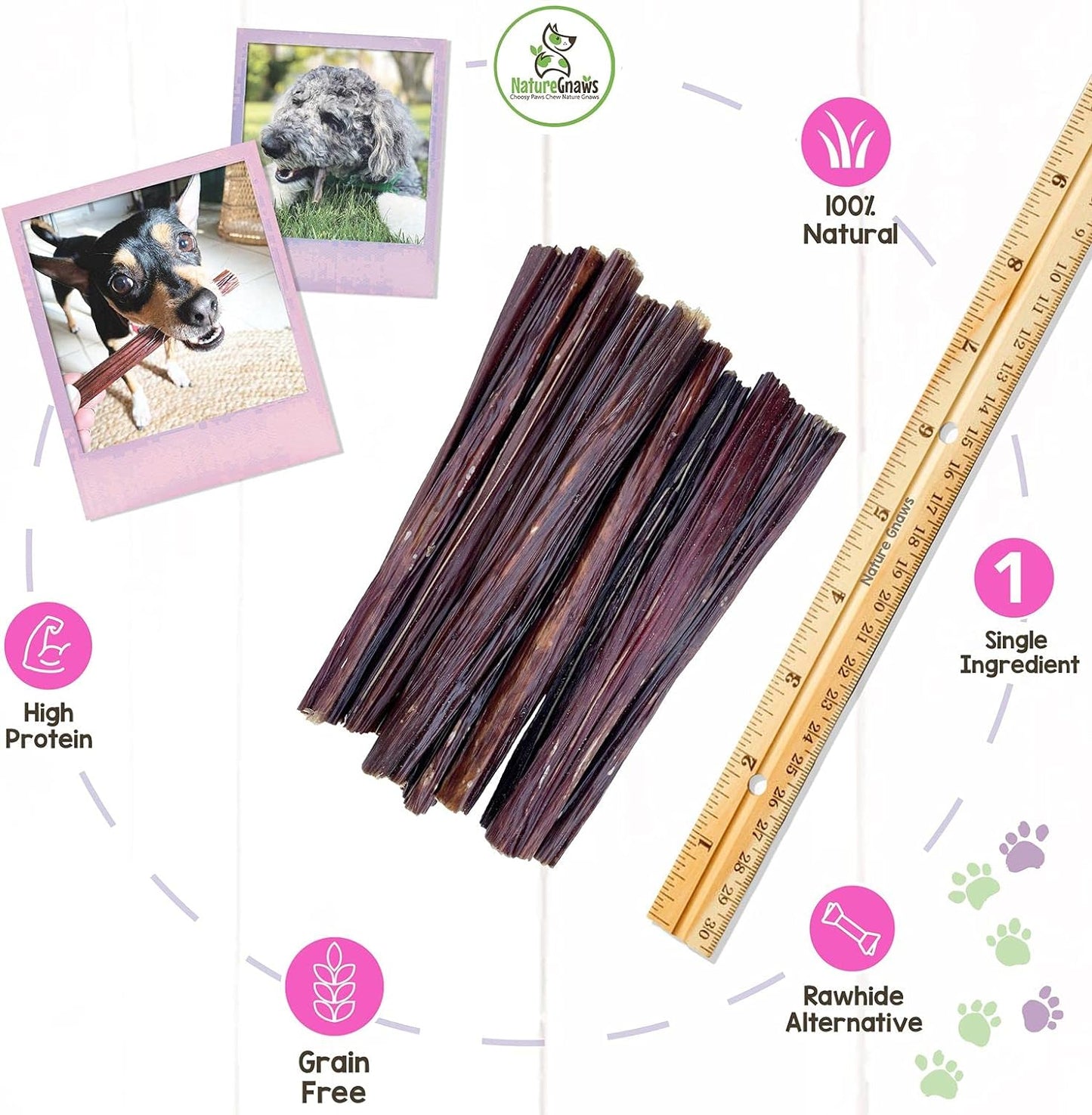- Beef Jerky Sticks for Dogs - Premium Natural Beef Gullet Bones - Simple Single Ingredient Tasty Dog Chew Treats - Rawhide Free 5-6 Inch (1Lb)