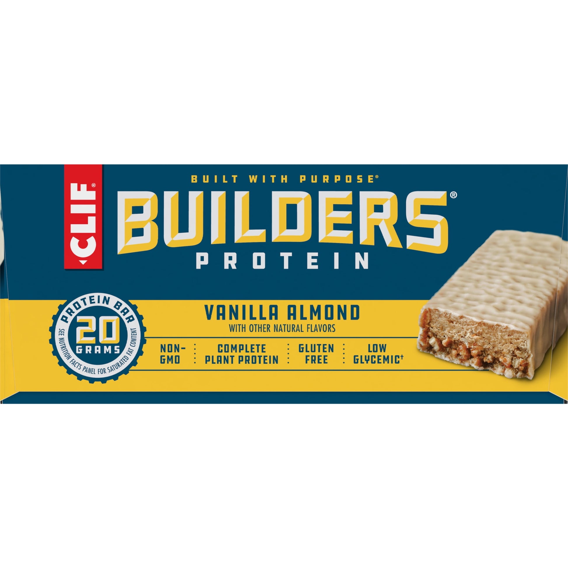 CLIF Builders - Vanilla Almond Flavor - Protein Bars - Gluten-Free - Non-Gmo - Low Glycemic - 20G Protein - 2.4 Oz. (12 Count)