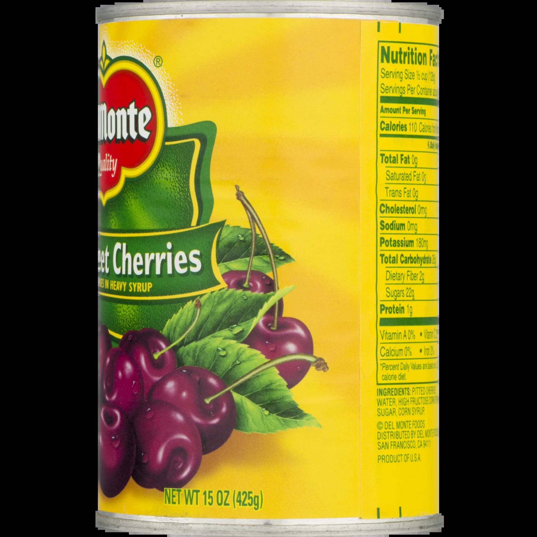 Canned Dark Sweet Pitted Cherries, Heavy Syrup, 15 Oz Can