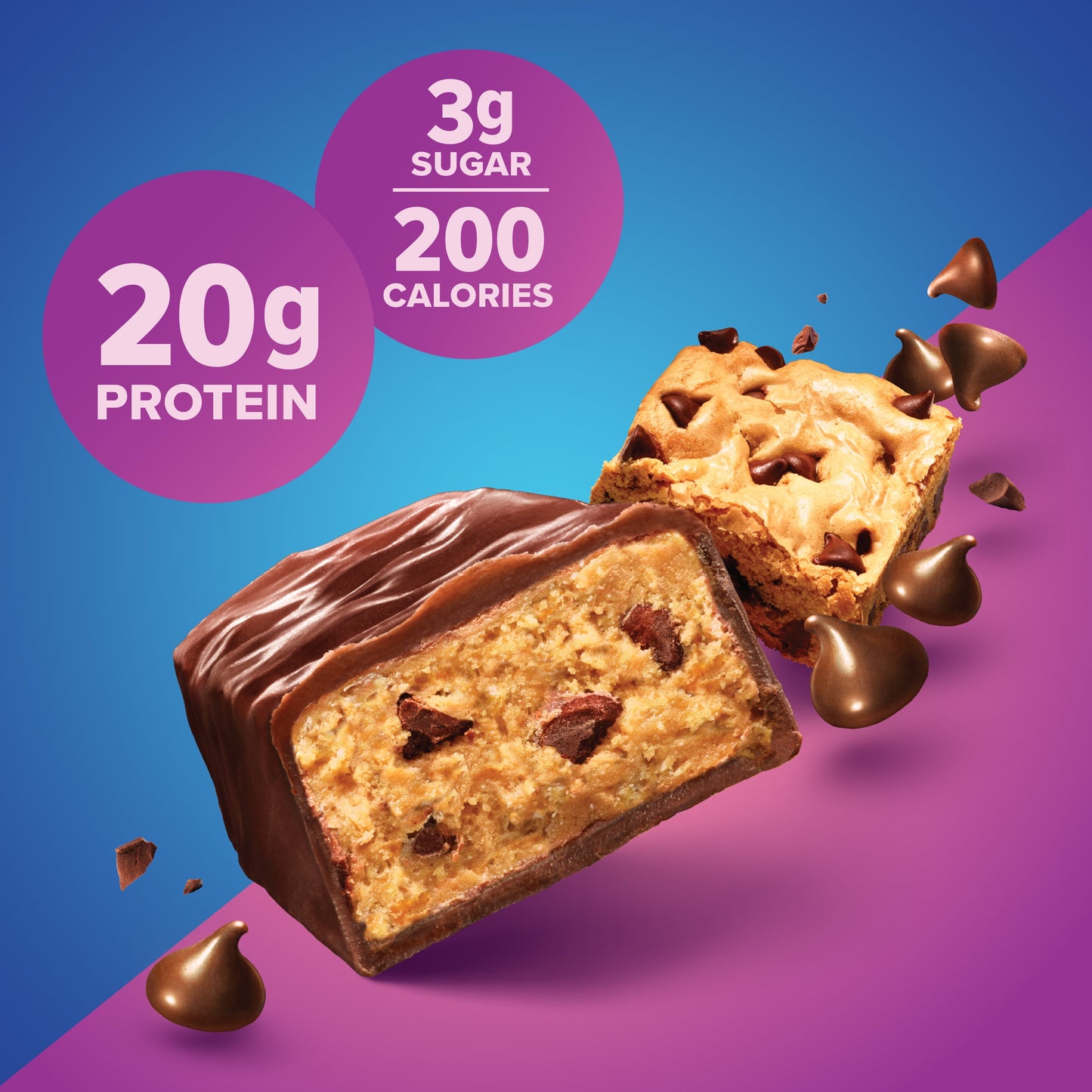 (3 Pack)  Bars, Chewy Chocolate Chip, 20G Protein, 1.76 Oz, 6 Ct