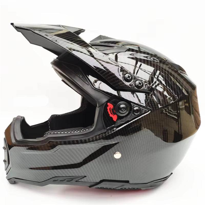 Carbon Fiber Pattern ABS Mater Full Face Moto Racing Helmet DOT Outdoor Adult MX Motocross Off-Road Dirt Bike Motorcycle ATV M